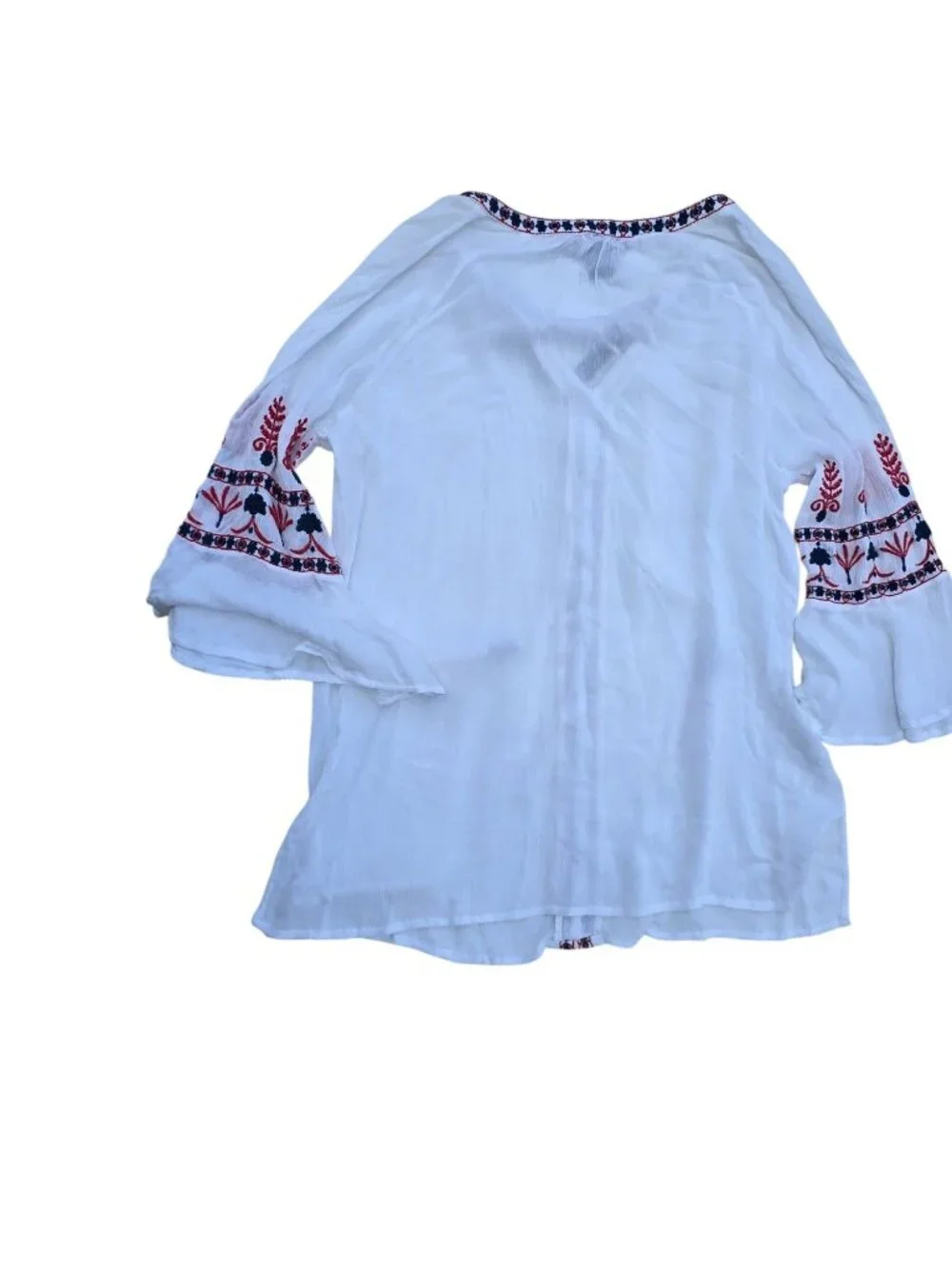 Grace Elements Womens Embroidered Boho Blouse White Small Rayon Lightweight New - Picture 2 of 5
